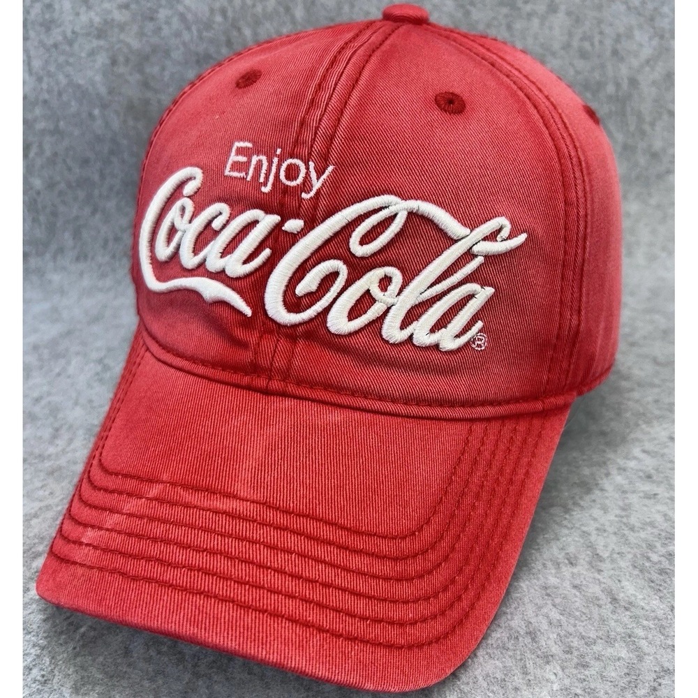 Enjoy Coca-Cola Mens Red Coca-Cola Hat Script Logo Strapback OSFA